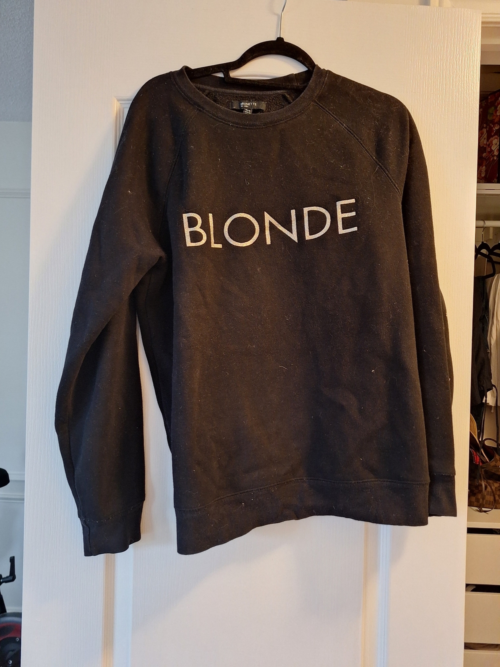 Brunette The Label Black 'BLONDE' Crewneck Sweatshirt